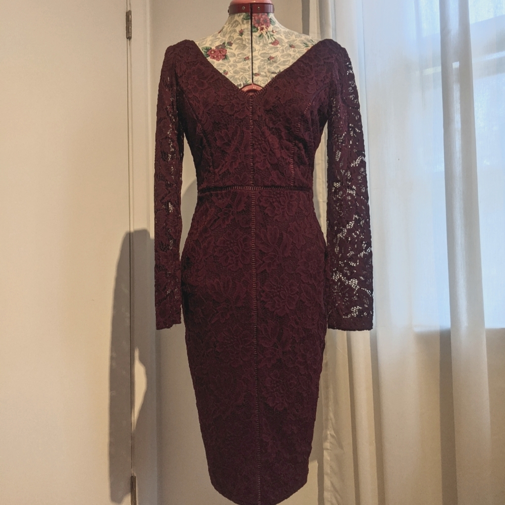 Burgundy lace dress size XS